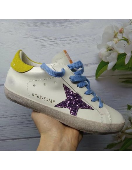 Cheap Reps Golden Goose Womens Super-Star Sneakers With Fuchsia Glitter Star