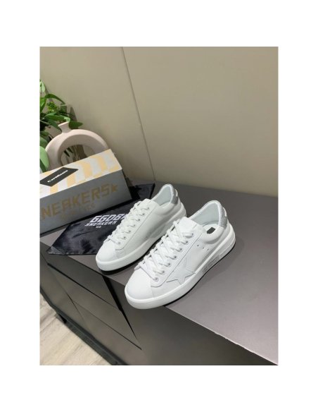 Cheap Reps Golden Goose Womens Purestar Sneakers with Glitter Heel