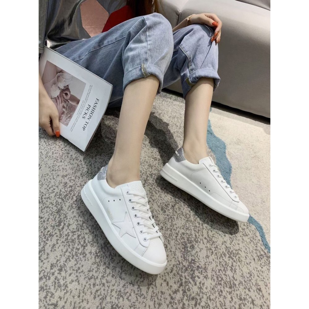Cheap Reps Golden Goose Womens Purestar Sneakers with Glitter Heel
