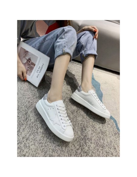Cheap Reps Golden Goose Womens Purestar Sneakers with Glitter Heel