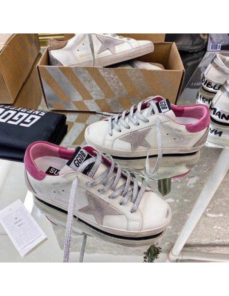 Cheap Reps Golden Goose Womens Super-Star Sneakers with Lizard Heel