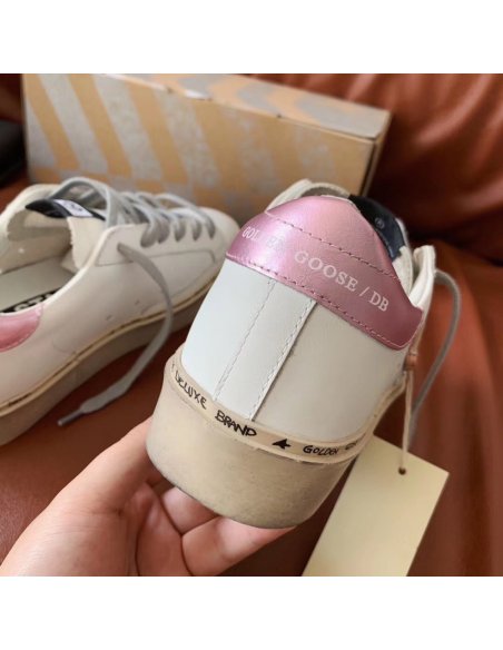 Cheap Reps Golden Goose Womens Hi-Star Sneakers with Glitter Star and Pink Heel