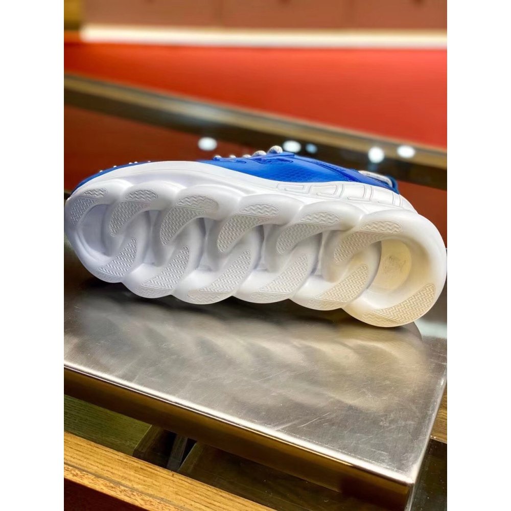 Cheap Reps Versace Womens Chain Reaction Sneakers In Blue Mesh