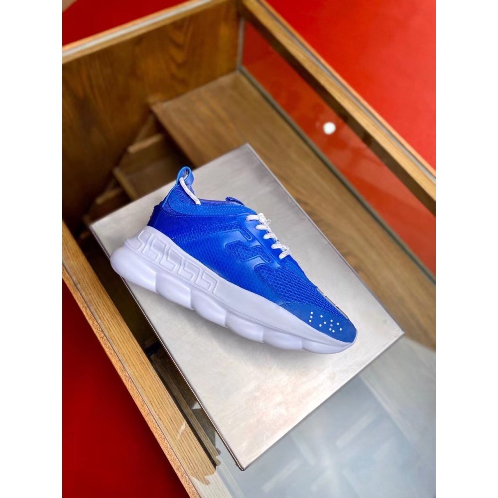 Cheap Reps Versace Womens Chain Reaction Sneakers In Blue Mesh