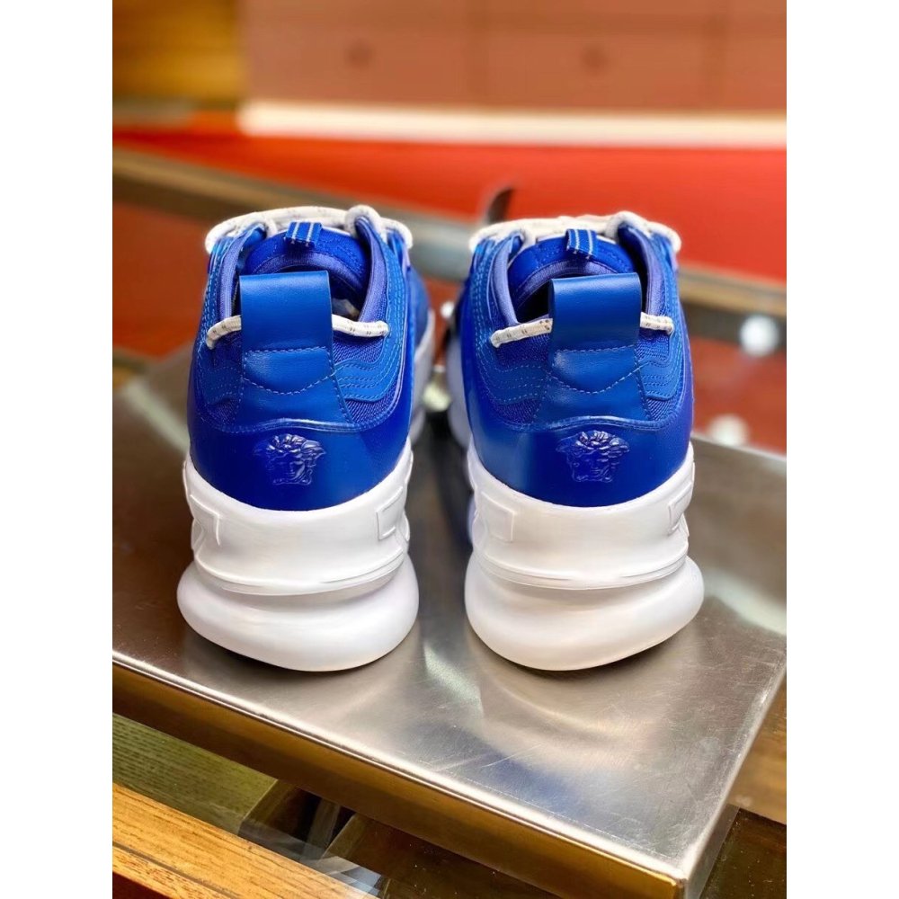 Cheap Reps Versace Womens Chain Reaction Sneakers In Blue Mesh