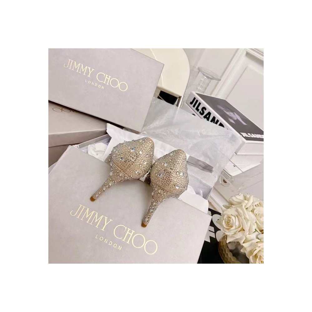 Cheap Reps Jimmy Choo Alia 85mm Pumps In Gold Crystal