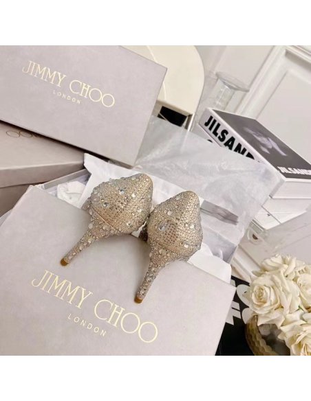 Cheap Reps Jimmy Choo Alia 85mm Pumps In Gold Crystal