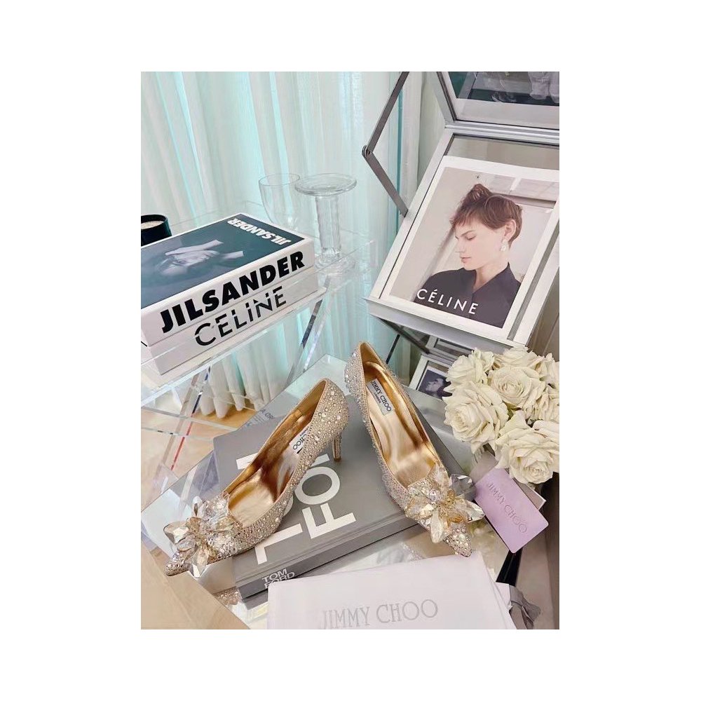 Cheap Reps Jimmy Choo Alia 85mm Pumps In Gold Crystal