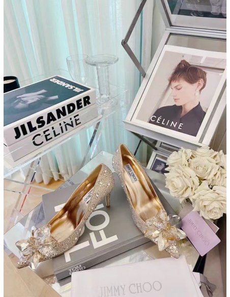 Cheap Reps Jimmy Choo Alia 85mm Pumps In Gold Crystal