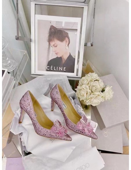 Cheap Reps Jimmy Choo Alia 85mm Pumps In Pink Crystal