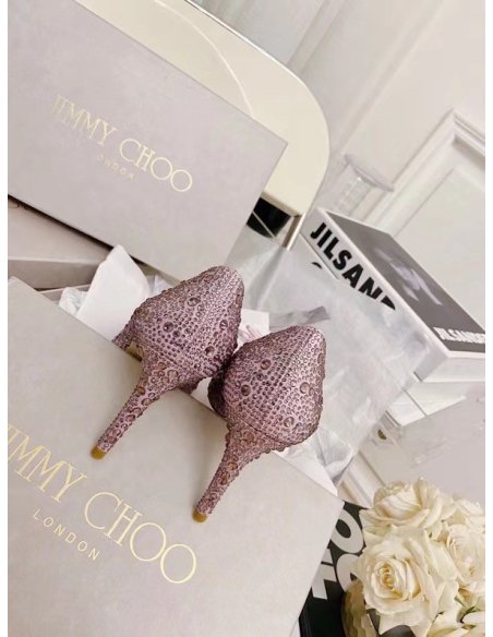 Cheap Reps Jimmy Choo Alia 85mm Pumps In Pink Crystal