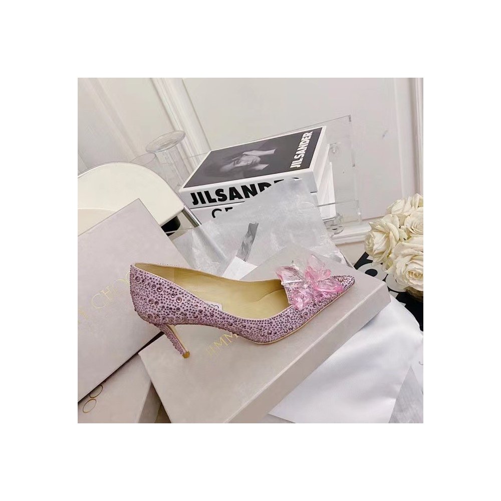 Cheap Reps Jimmy Choo Alia 85mm Pumps In Pink Crystal