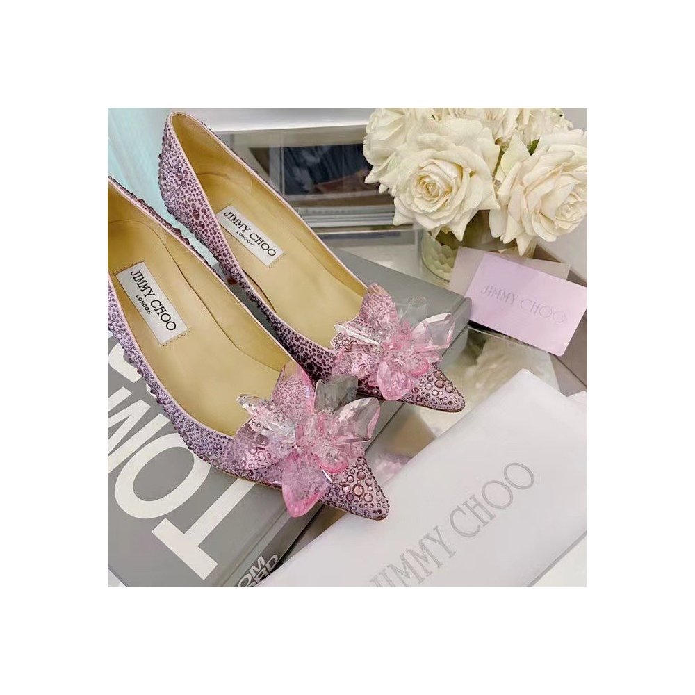 Cheap Reps Jimmy Choo Alia 85mm Pumps In Pink Crystal
