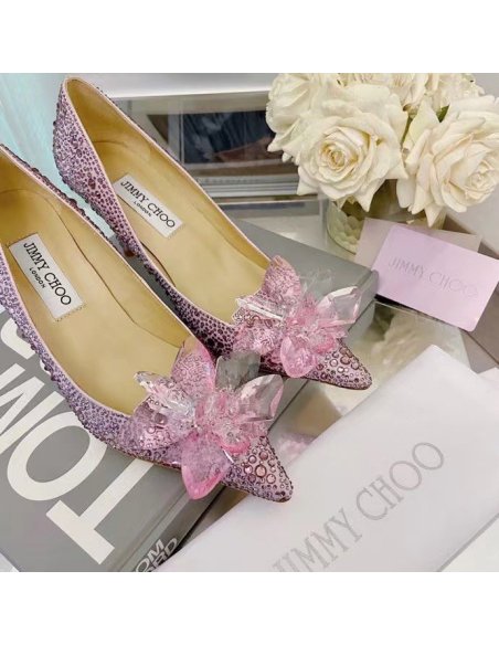 Cheap Reps Jimmy Choo Alia 85mm Pumps In Pink Crystal