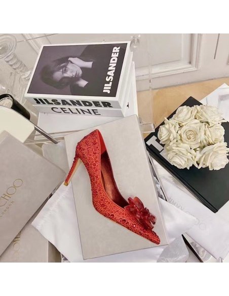 Cheap Reps Jimmy Choo Alia 85mm Pumps In Red Crystal