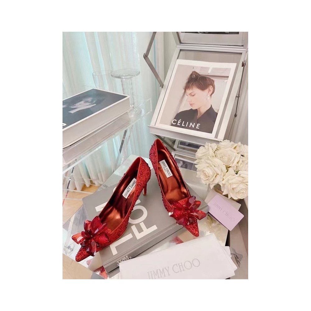 Cheap Reps Jimmy Choo Alia 85mm Pumps In Red Crystal