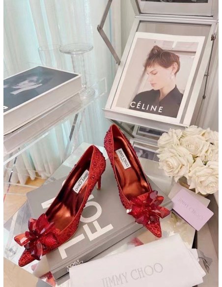 Cheap Reps Jimmy Choo Alia 85mm Pumps In Red Crystal