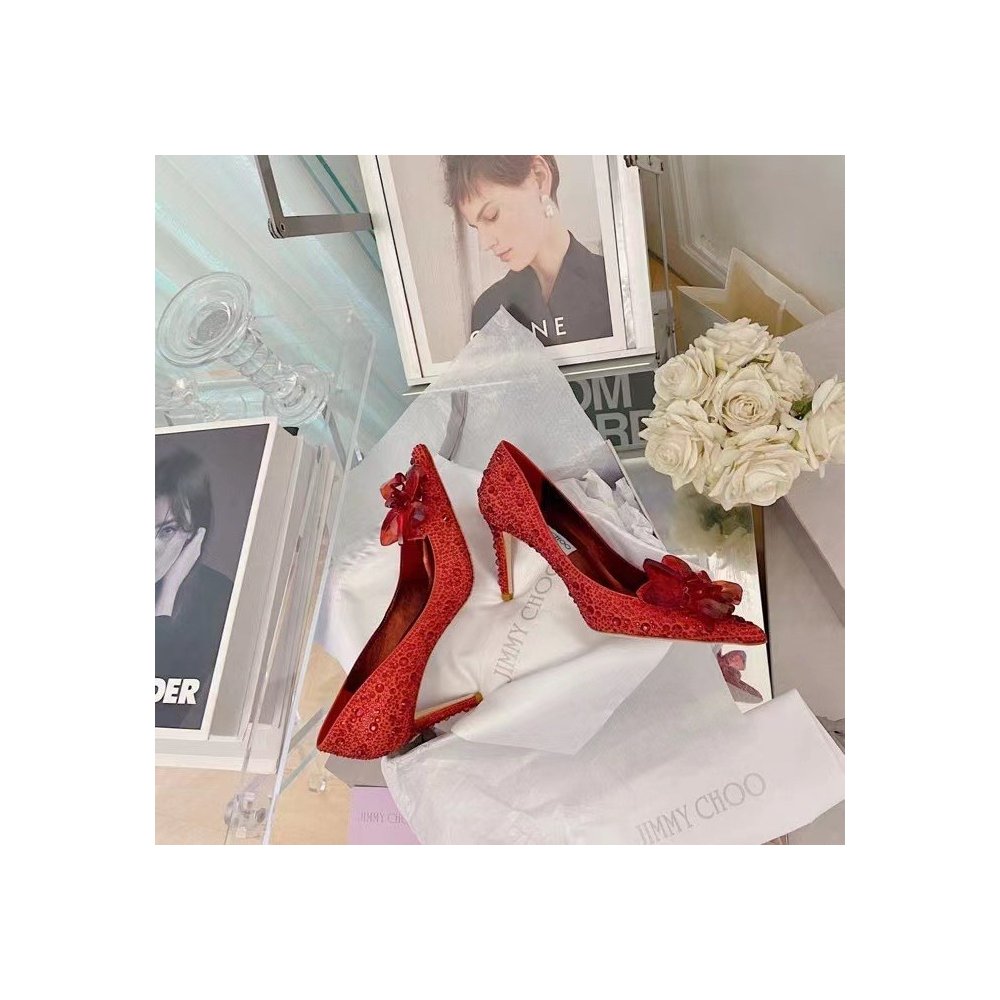 Cheap Reps Jimmy Choo Alia 85mm Pumps In Red Crystal