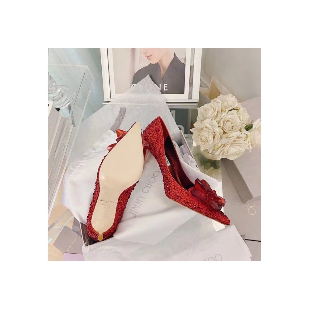 Cheap Reps Jimmy Choo Alia 85mm Pumps In Red Crystal