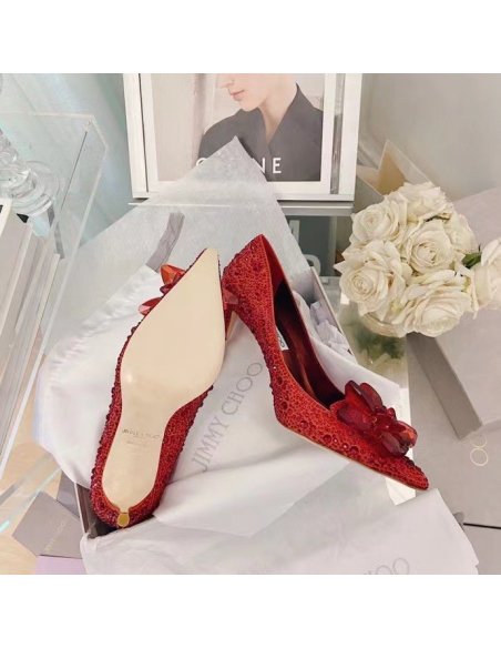 Cheap Reps Jimmy Choo Alia 85mm Pumps In Red Crystal