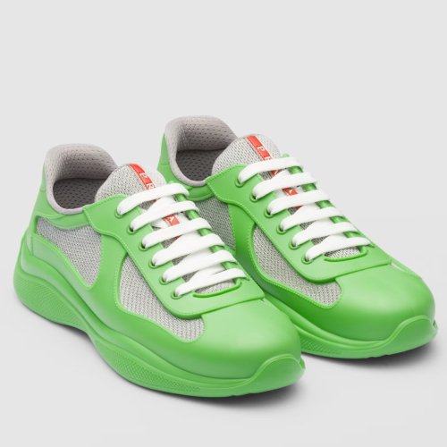 Cheap Reps Prada Americas Cup Sneakers in Green Rubber and Bike Fabric