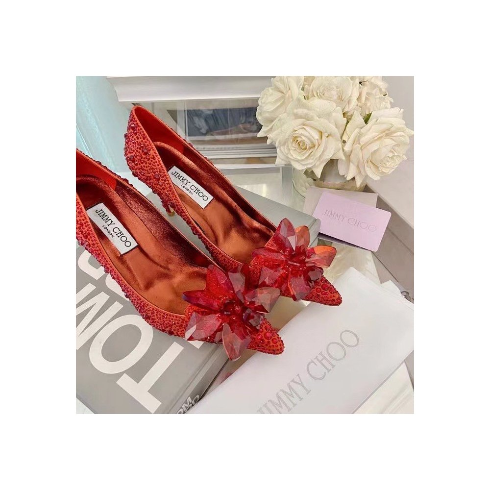 Cheap Reps Jimmy Choo Alia 85mm Pumps In Red Crystal