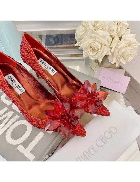 Cheap Reps Jimmy Choo Alia 85mm Pumps In Red Crystal