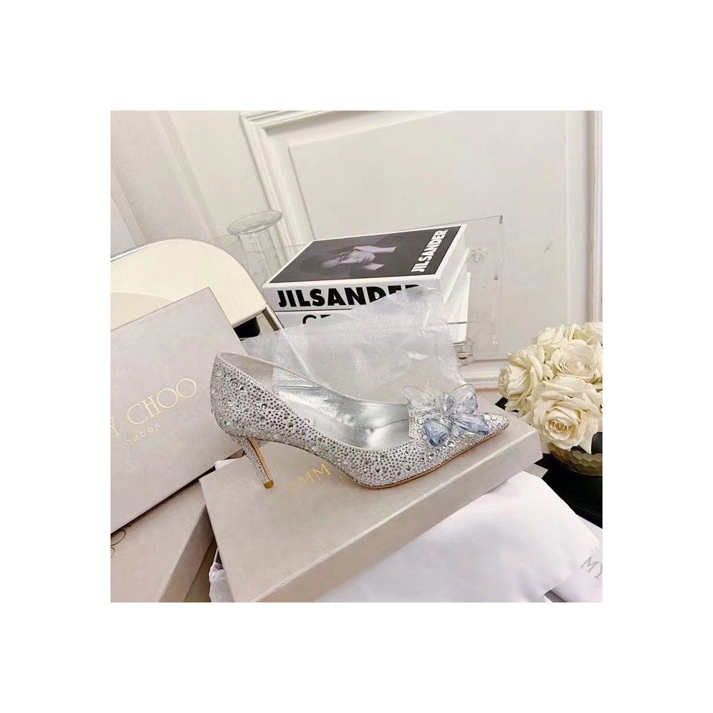 Cheap Reps Jimmy Choo Alia 85mm Pumps In Silver Crystal