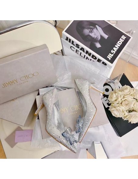 Cheap Reps Jimmy Choo Alia 85mm Pumps In Silver Crystal