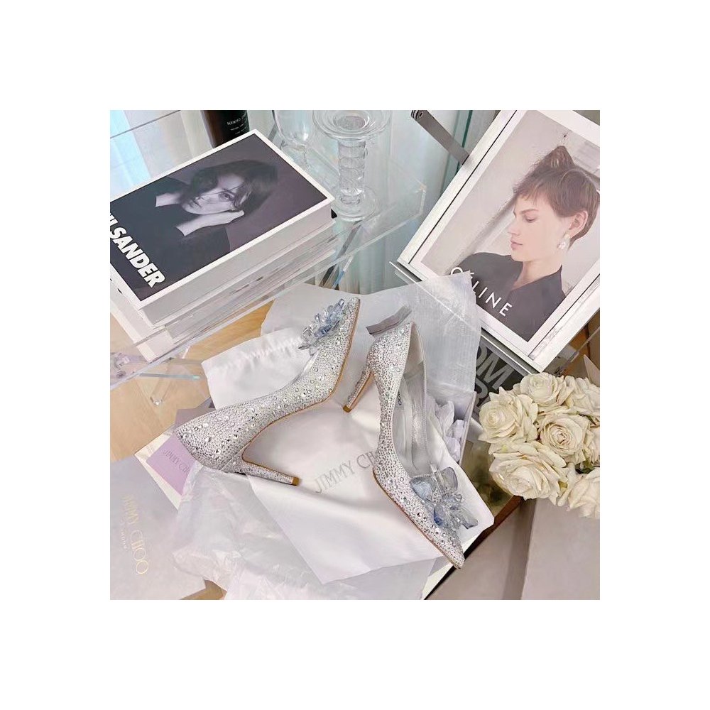 Cheap Reps Jimmy Choo Alia 85mm Pumps In Silver Crystal