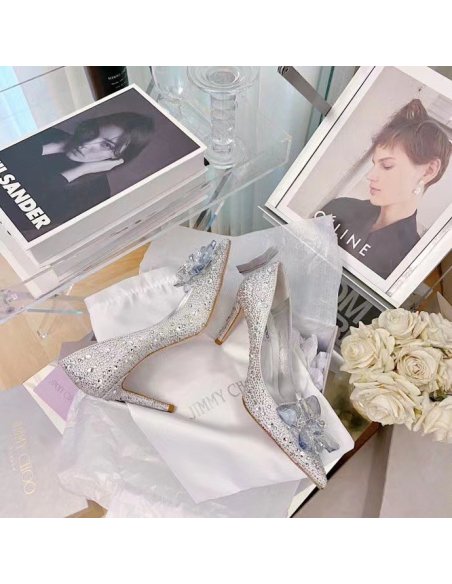 Cheap Reps Jimmy Choo Alia 85mm Pumps In Silver Crystal