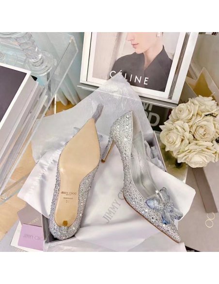 Cheap Reps Jimmy Choo Alia 85mm Pumps In Silver Crystal