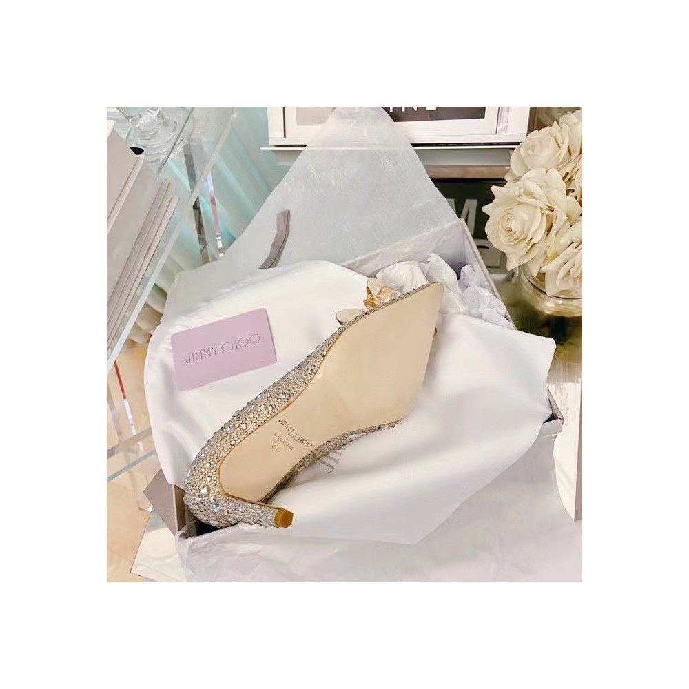 Cheap Reps Jimmy Choo Avril 100mm Pumps In Gold Crystal