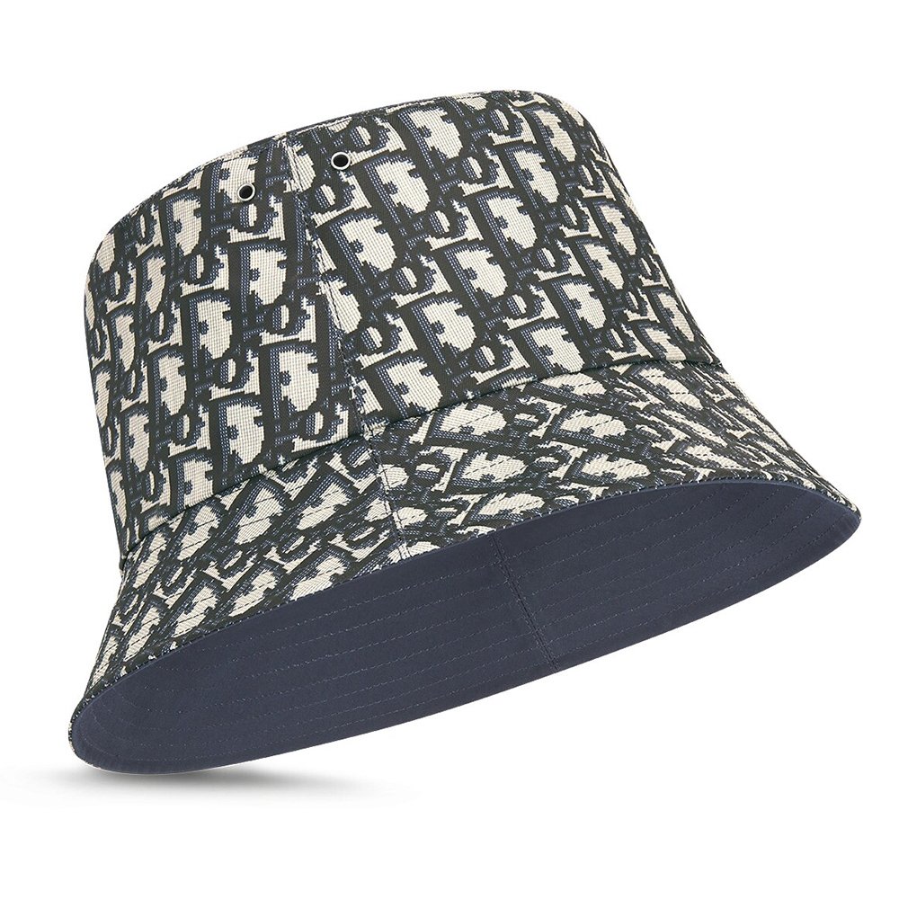 Dior Reversible Teddy-D Small Brim Bucket Hats Oblique Blue,Dior Hats