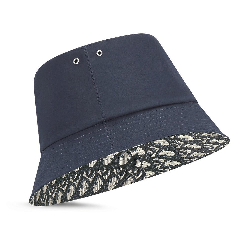 Dior Reversible Teddy-D Small Brim Bucket Hats Oblique Blue,Dior Hats