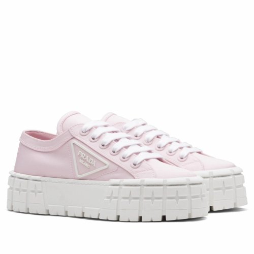 Cheap Reps Prada Double Wheel Sneakers In Pink Nylon Gabardine