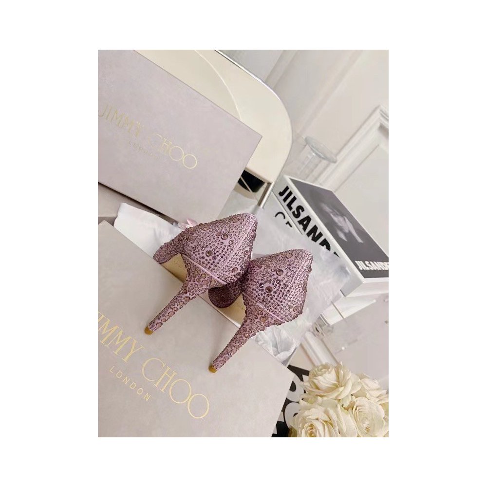 Cheap Reps Jimmy Choo Avril 100mm Pumps In Pink Crystal