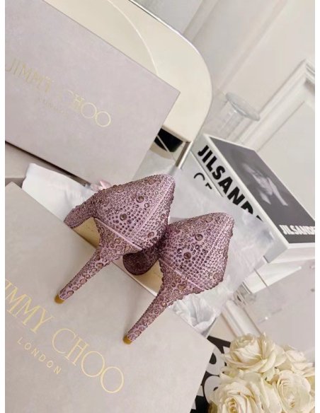 Cheap Reps Jimmy Choo Avril 100mm Pumps In Pink Crystal