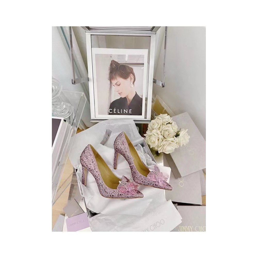 Cheap Reps Jimmy Choo Avril 100mm Pumps In Pink Crystal
