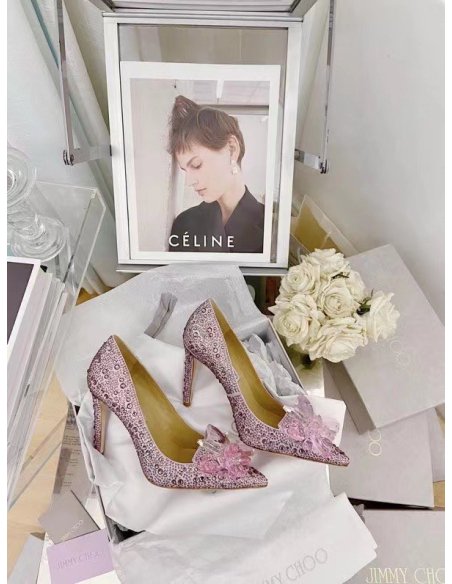 Cheap Reps Jimmy Choo Avril 100mm Pumps In Pink Crystal