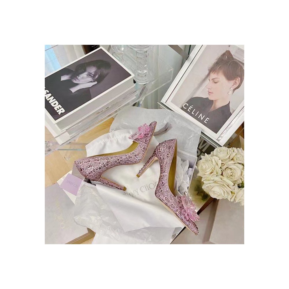 Cheap Reps Jimmy Choo Avril 100mm Pumps In Pink Crystal