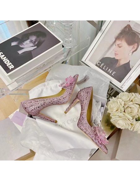 Cheap Reps Jimmy Choo Avril 100mm Pumps In Pink Crystal