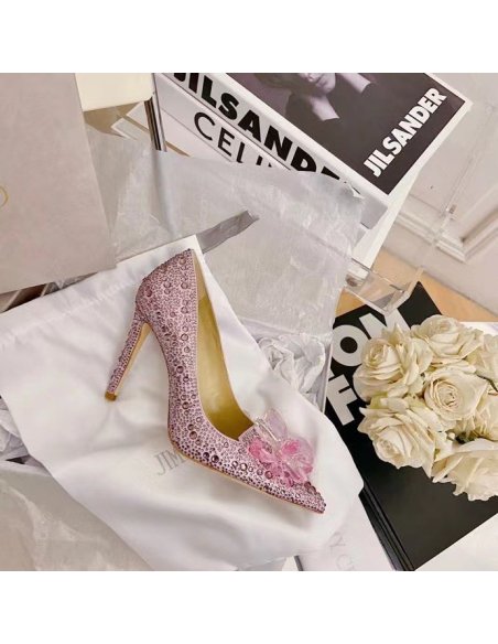 Cheap Reps Jimmy Choo Avril 100mm Pumps In Pink Crystal