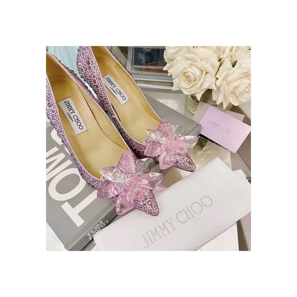 Cheap Reps Jimmy Choo Avril 100mm Pumps In Pink Crystal