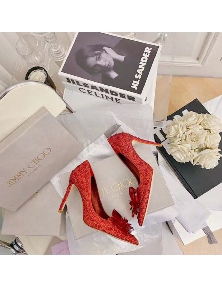 Cheap Reps Jimmy Choo Avril 100mm Pumps In Red Crystal