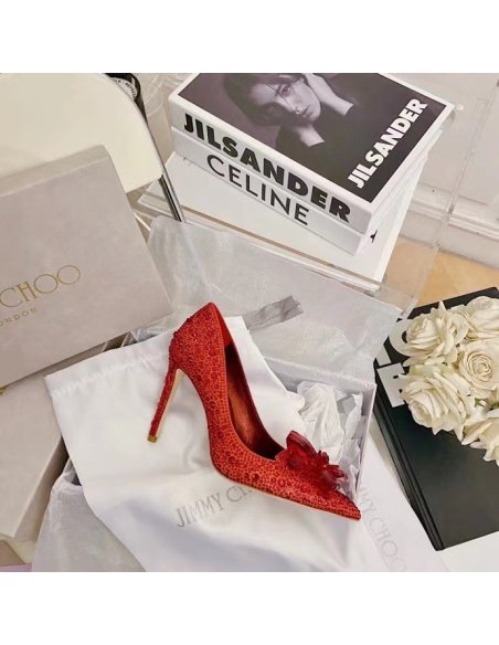Cheap Reps Jimmy Choo Avril 100mm Pumps In Red Crystal