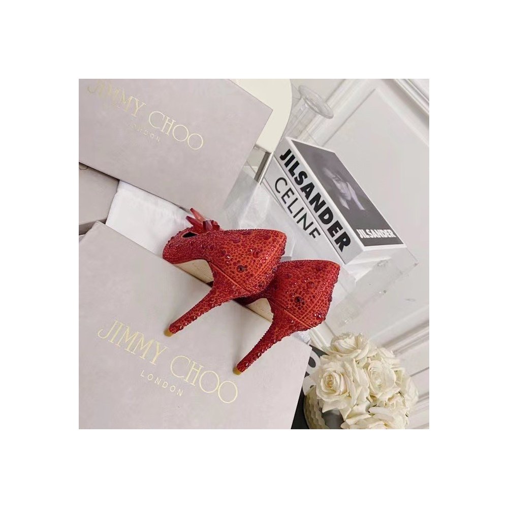 Cheap Reps Jimmy Choo Avril 100mm Pumps In Red Crystal