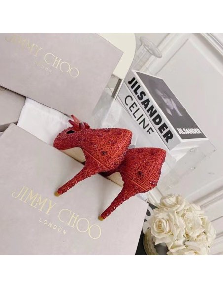 Cheap Reps Jimmy Choo Avril 100mm Pumps In Red Crystal