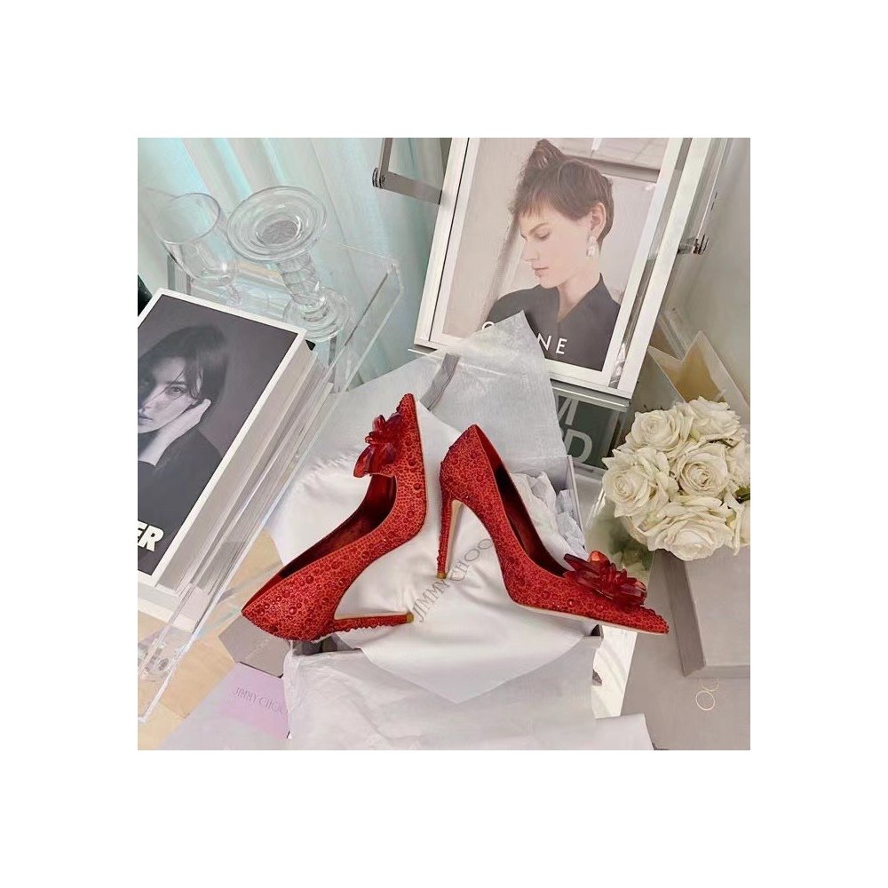 Cheap Reps Jimmy Choo Avril 100mm Pumps In Red Crystal
