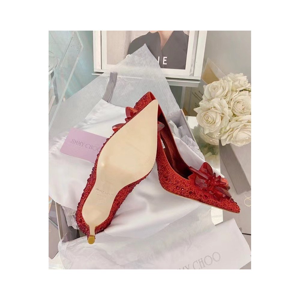 Cheap Reps Jimmy Choo Avril 100mm Pumps In Red Crystal